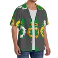 thumbnail image 4 of KLL Spring St Patrick’S Day Print Men's Shirt Short Sleeve Button Down Summer Cuba Beach Shirts- Small, 4 of 7