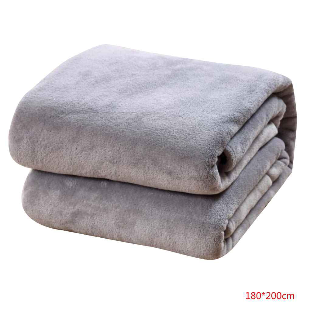 Color : Gray, Size : 180×200cm Blanket Coral Fleece Napping Office Double Air Conditioning 