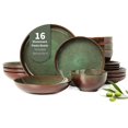 thumbnail image 1 of Juego de vajilla Pokini de 16 piezas con doble cuenco Service 4, color verde salvia, 1 of 7
