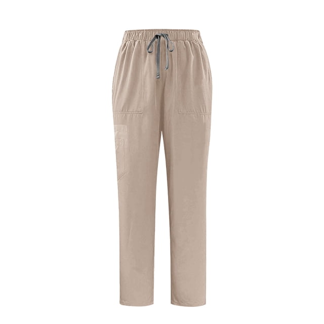 Mgmyaa Men's Work Pants with Multiple Tool Pockets Straight Leg Drawstring Elastic Waist Practical Design for Nursing Hospital Professional Workwear