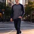 thumbnail image 5 of Rvwovn Men's Raglan Long Sleeve Tee, Crew Neck Casual Baseball Workout T-Shirt, Classic Color Block, 5 of 6