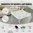 thumbnail image 2 of KFFKFF 35.4'' Foldable Multifunctional Square Game Table Portable Domino Game Table  with 4Cup Holders/4 Chip Trays/Dominoes for Mahjong Poke Puzzles  for Mahjong Poker Game and Dice Game,White, 2 of 9