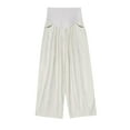 thumbnail image 4 of Delliss Maternity Wide Leg Pants Over The Belly Yoga Dress Work Pregnancy Pants Stretchy Lounge Wide Leg Trousers with Pockets, 4 of 7