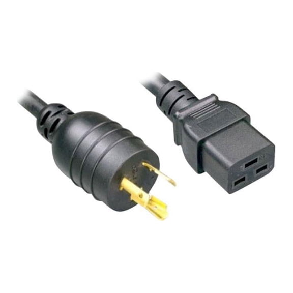 Nippon Labs L6-20P / C19 High Voltage / High Current Power Cord, NEMA L6-20P to IEC-60320-C19, SJT, 12 AWG., 20A, 250V, Black 6 ft. Power Cable