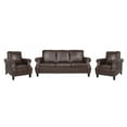 thumbnail image 2 of Noble House Amedou Faux Leather 3 Piece Club Chair and Sofa Set, Dark Brown, 2 of 12
