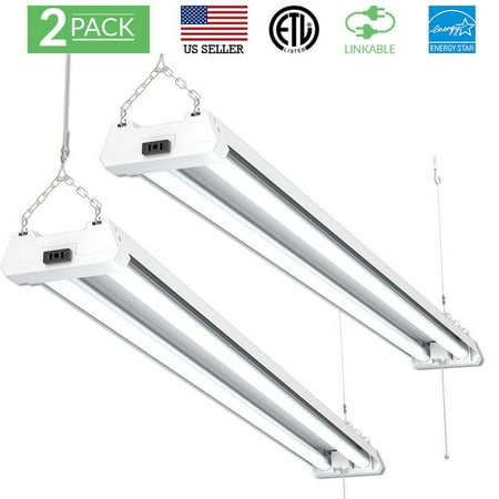2 PCS LED Linkable Shop Light Universal Dual Bulb Garage Lamp 40W 5000K Warehouse Light Durable Light Fixture US Socket