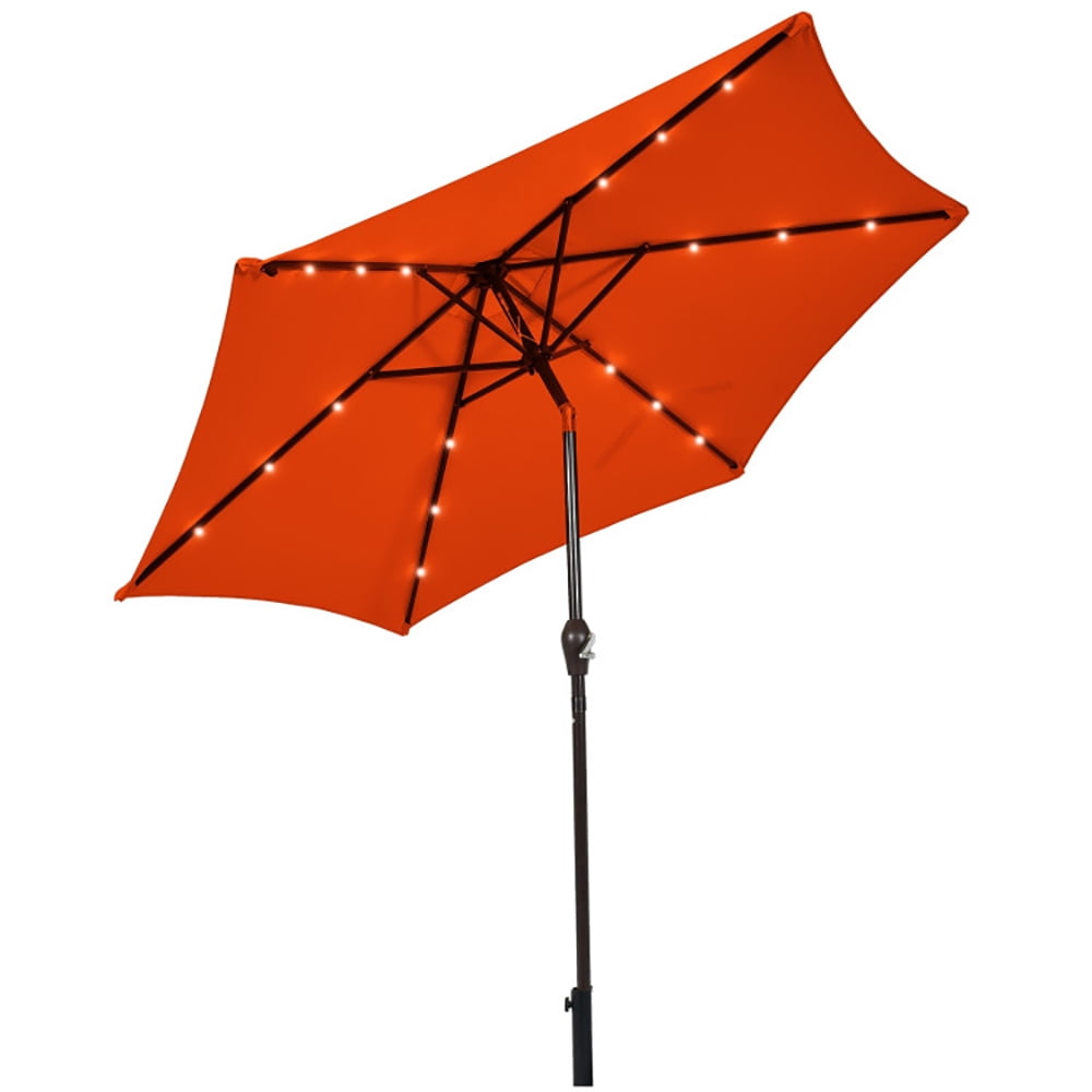Aimee Lii 9 Feet Solar LED Lighted Patio Market Umbrella Tilt Adjustment Crank Lift, Sunbrella Patio Umbrellas, Orange Aimee Lii 9 Feet Solar LED Lighted Patio Market Umbrella Tilt Adjustment Crank Lift, Sunbrella Patio Umbrellas, Orange