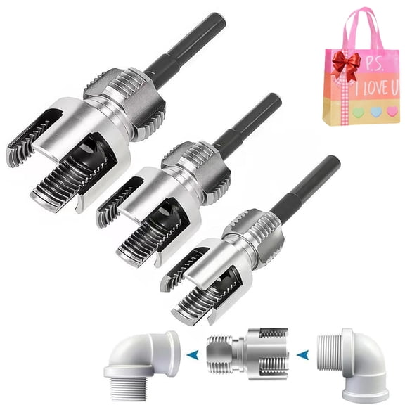 2026 New Pipe Tapping and Threading Tool, Premium Carbon Steel Dual-Function Internal & External Pipe Threader for 1/2", 3/4", 1" Sizes PVC Pipes Suit for All Electric Drills (1/2" 3/4" 1")