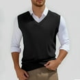 thumbnail image 2 of Adeawade Sweaters For Men Sweater Vest Sleeveless Solid Color V Neck Knitted Vest Tops Basic Wear Black L, 2 of 5