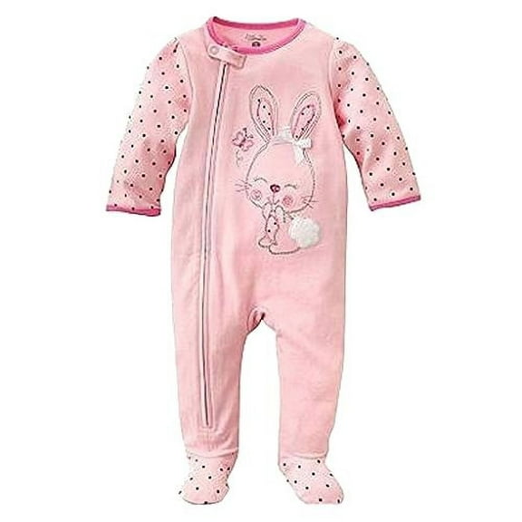 FIRST MOMENTS Baby Girl's Pink BUNNY Sleep 'n Play Romper, 6 Months