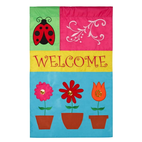 Evergreen Welcome Seasons Applique Large Nylon Flag 28 By 44 Inch