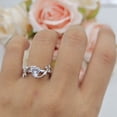 thumbnail image 2 of Heart Leaf Art Deco Promise Ring Cubic Zirconia White Gold 925 Sterling Silver, Size 8, 2 of 7