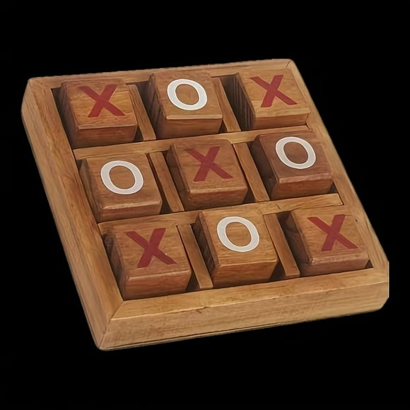 CNKOO Standard Edition Wooden XO Square Game Set - Classic Tic-Tac-Toe Strategy Board Game Suitable for Family and Friends - Farmhouse Style Board Game Perfect for Game Nights and Gifts