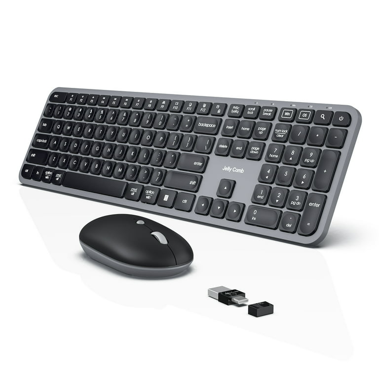 Hammer Mos Til ære for Wireless Keyboard and Mouse Combo, Jelly Comb 2.4G and Type-C Keyboard and  Mouse Set with Numeric Keypad for Windows, MacOS (Black) - Walmart.com