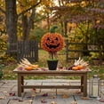 thumbnail image 4 of Luckky Artificial Pumpkin Topiary Tree,27.56 Inch Brown Boxwood Potted Plant,Halloween Thanksgiving Indoor Outdoor Festive Decor, 4 of 6