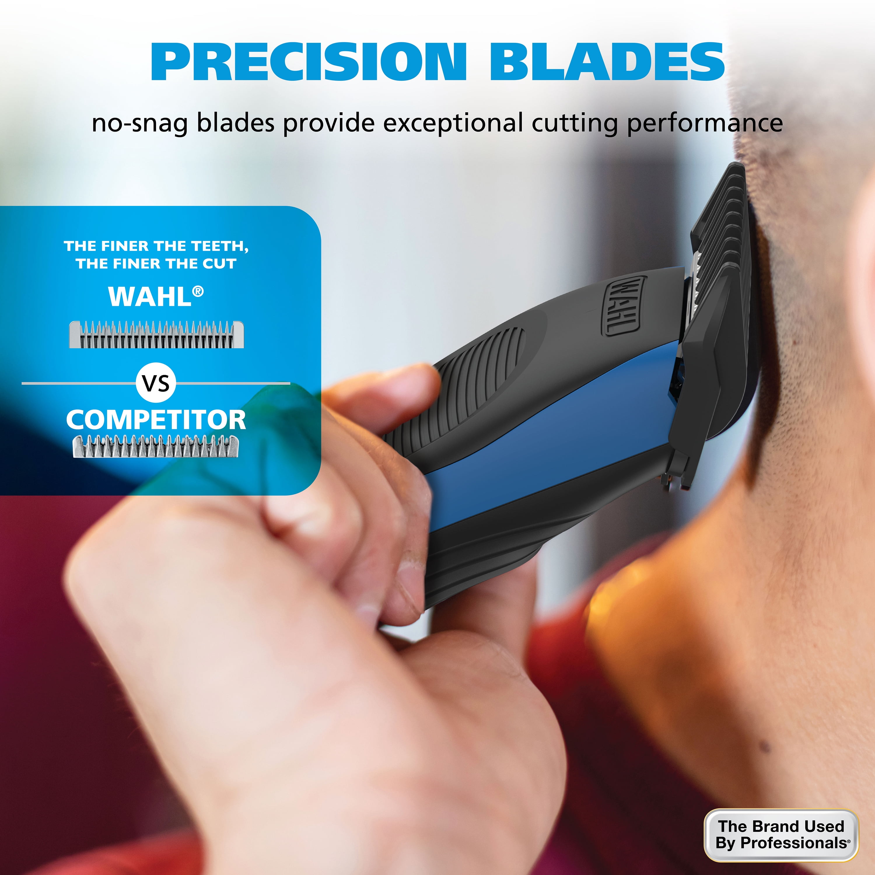 Wahl Close Cut Pro Rechargeable Hair Clipper with 3x Closer Cutting , Black-Blue 3028787