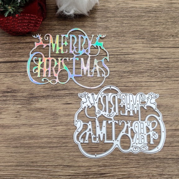 Die Cuts for Card Making, Ouginx Merry Christmas Letters Metal Cutting Dies DIY Die Cutters Die Stencils for Scrapbooking, Embossing & More