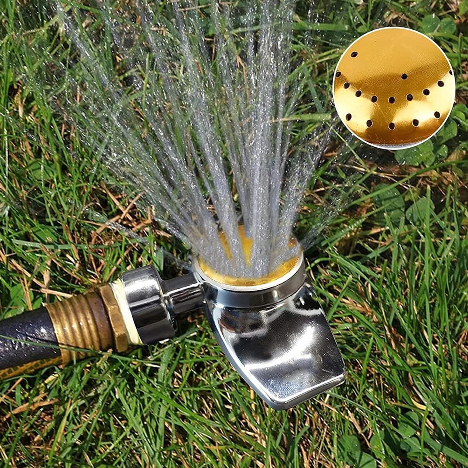 360 Degree Metal Spot Sprinkler Small Garden Sprinkler for Small Areas Lawn Sprinkler for Yard with Gentle Water Flow Circle Pattern Garden Watering Yellow