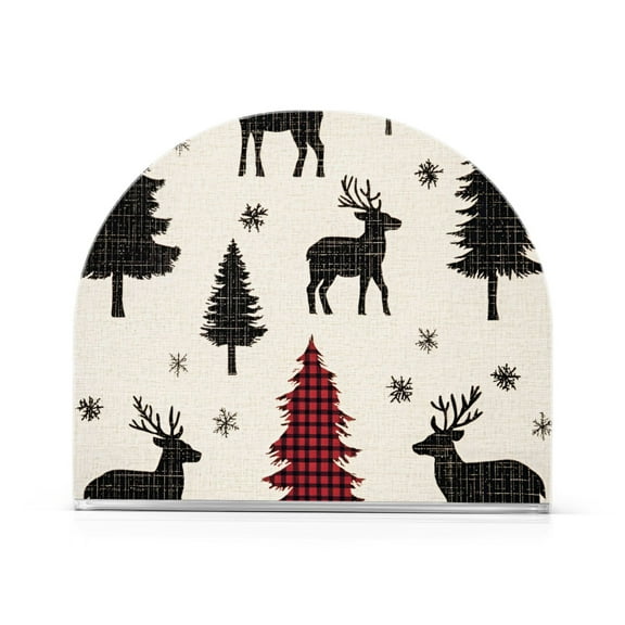 Yayeee Napkin Holder for Table Kitchen Paper Tissue Organization, Christmas Plaid Forest