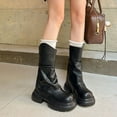 thumbnail image 4 of Chunky Fold Over Boots for Women 2025 Roman Fashion Slouchy Platform Wide Mid Calf Riding Boots, 4 of 9