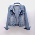 thumbnail image 5 of Women'S Casual Detachable Hoodie Denim Jacket Light Blue XXXL, 5 of 9