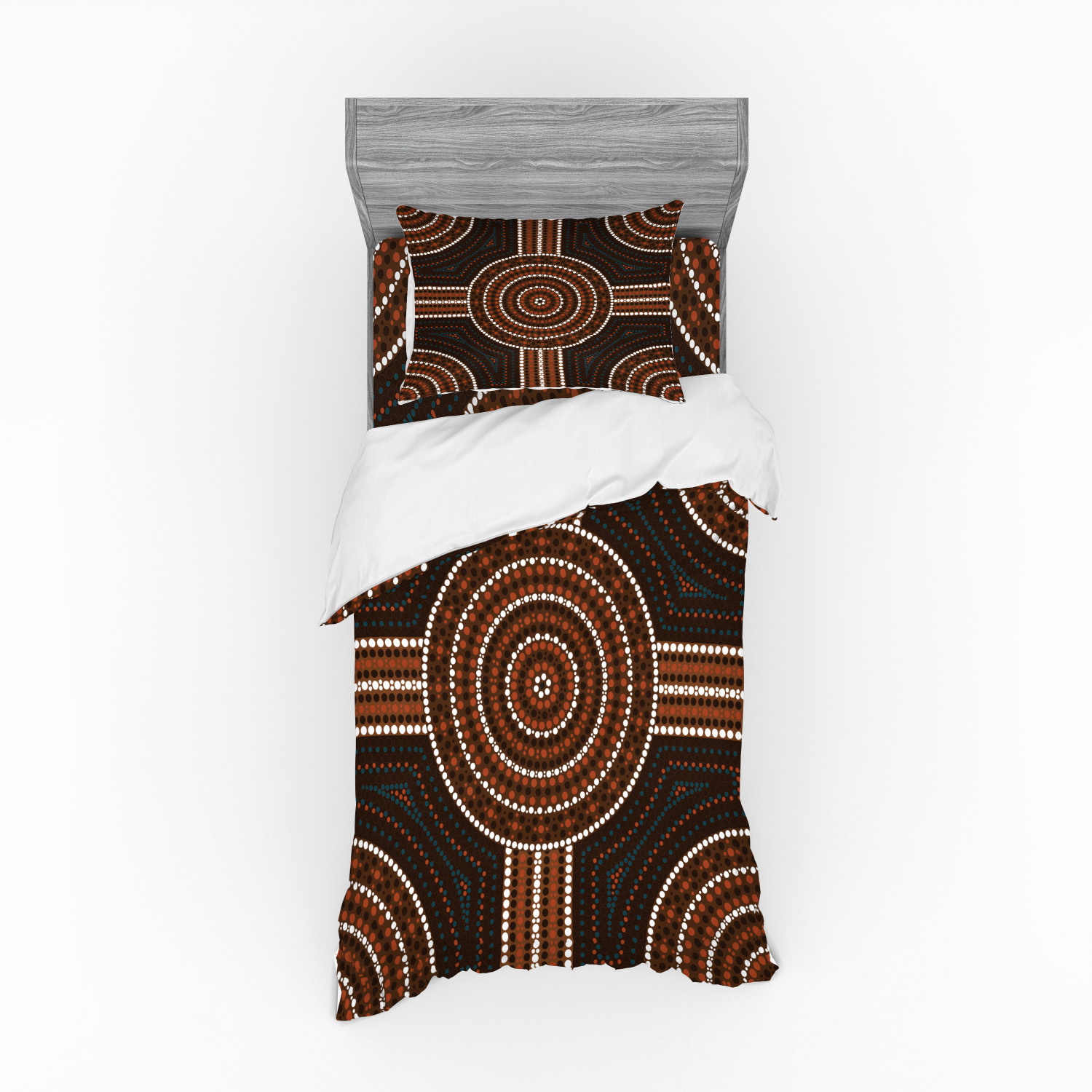Tribal Duvet Cover Set, Traditional Aboriginal Pattern Pebble Stone