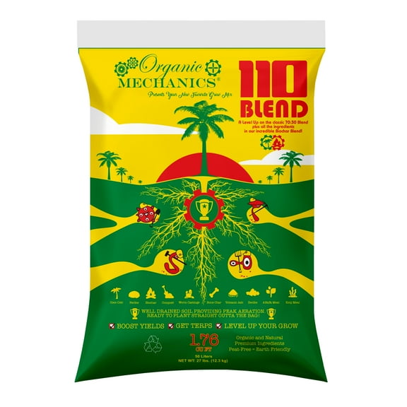 Organic Mechanics 110 Blend Organic Potting Soil – 1.76 Cu Ft – Peat-Free Mix with Biochar, Coco Coir, Perlite, Compost for Indoor Plants, Outdoor Gardens, Containers