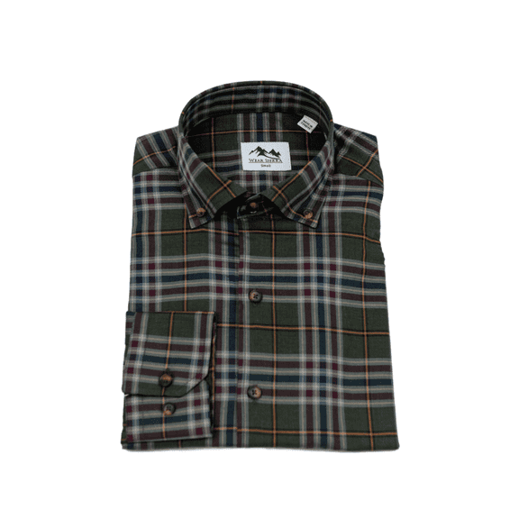 Wear Sierra Top Shelf Cotton Long Sleeve Button Down Shirts in Brown & Green Plaid