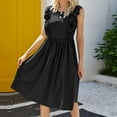 thumbnail image 4 of Wycnly Formal Dresses for Women Casual Ruffle Sleeve Smocked Swing Tank Midi Dresses Sleeveless Round Neck Solid 2024 Summer Knee-Length Dress Black s, 4 of 5
