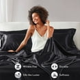 thumbnail image 4 of Regency Heights Satin Sheet Set, Twin Bed Sheets with Pillowcases, 4-Piece Luxury Silky Sheet Set, Black, Gifts for Women, 4 of 12