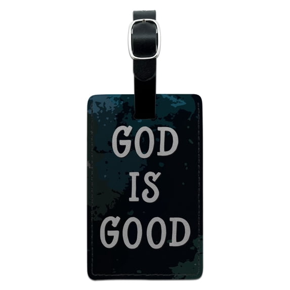 God is Good Christian Inspirational Religious Rectangle Leather Luggage Card Suitcase Carry-On ID Tag