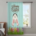thumbnail image 3 of Happy Easter Semi Sheer Curtains Drapes for Living Room,Bedroom,French Doors Window 72 Inches Long,Spring Bunny Easter Eaggs Grasses Teal Wood Rod Pocket Chiffon Curtain Drapery Voile Draperies Panel, 3 of 8