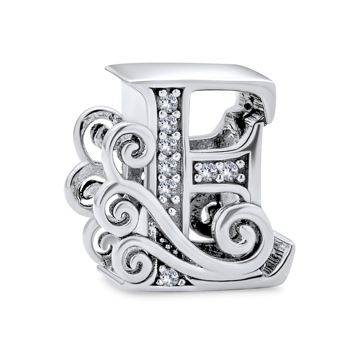 DIY Letter X European CZ Charm Beads Fit 925 Silver Pendant Necklace Bracelet 