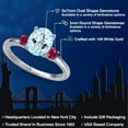 thumbnail image 2 of Gem Stone King 14K White Gold Sky Blue Topaz and Red Created Ruby Engagement Ring for Women | 2.28 Cttw | Oval 9X7MM | Gemstone November Birthstone | Size 7, 2 of 6