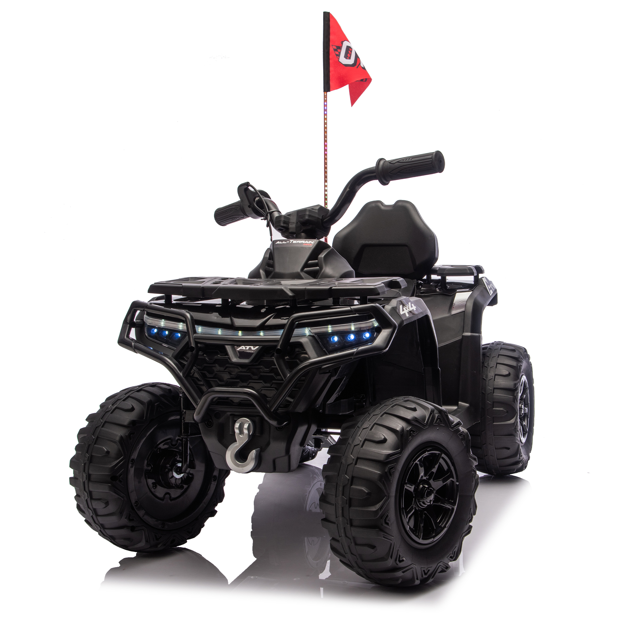 Ambifirner 24V Kids Ride On Toy, 4-Wheeler Quad ATV Play Car w/160W Motors, 3 Speed Setting, LED Lights, Music, 2 Seater Electric Off-Road Power Vehicle