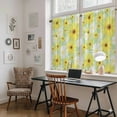 thumbnail image 5 of Farmhouse Daisy Kitchen Curtains 45 Inch Length, Spring Watercolor Yellow White Floral Green Tiers Curtains for Bathroom Bedroom Cafe, Light Filtering Small Window Treatment Drapes 2 Panels 42"Wx45"L, 5 of 8