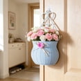 thumbnail image 6 of Wall Mounted Flower Basket Planter Decorative Hanging Vase Rattan Style No Drill Home Decor Flower Holder Storage Organizer for Living Room Garden Patio Balcony Indoor Outdoor Use, 6 of 6