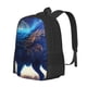 thumbnail image 1 of Balery Moonlit Blue Wolf Mochila para hombre y mujer - Tela Oxford 600D resistente - Gran capacidad, resistente al agua, ideal para la escuela, viajes y senderismo, 1 of 6