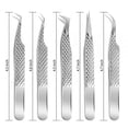 thumbnail image 1 of Juego de 5 pinzas de extensión de pestañas, pinzas de extensión de pestañas profesionales de acero inoxidable para volumen, aislamiento y clásico, 1 of 3