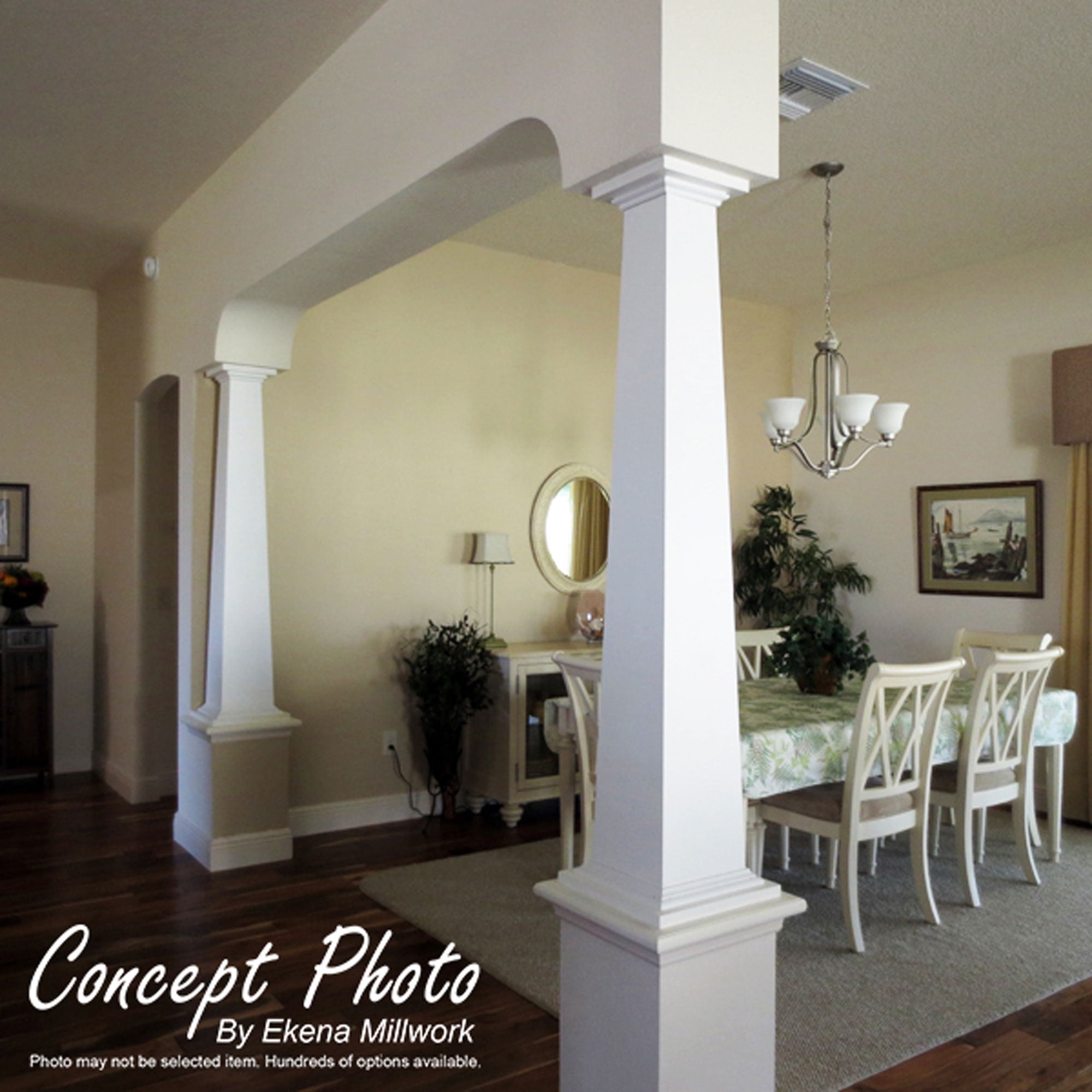 Ekena Millwork 08"W x 04'H Craftsman Classic Square Non-Tapered, Smooth Column, Crown Capital & Crown Base
