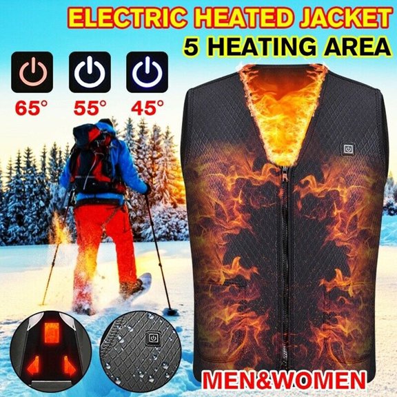 Viworld Unisex Women Men Electric Heated Vest USB Rechargeable,Heating Waistcoat Jacket USB Winter Warmer Washable with Pocket for Skiing,Fishing,Hiking