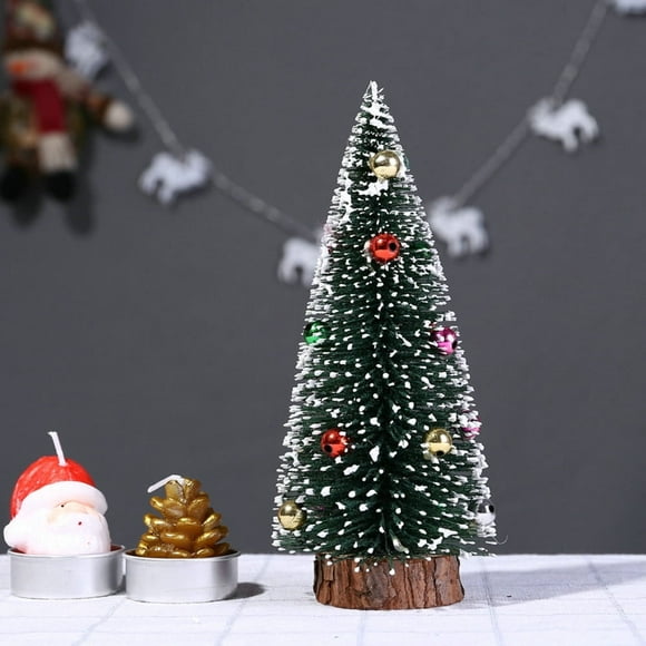 POINTERTECK Christmas Tree Mini Pine Tree With Wood Base DIY Crafts Home Table Top Decor