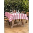thumbnail image 2 of Outdoor Tablecloth with Umbrella Hole and Zipper, Pink Anchor Rectangle Table Cloth 52x70 Inch Waterproof Tablecloth, Modern Nautical White Geometric Stripes Picnic Table Cover for Patio Camping, 2 of 7