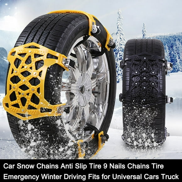 Yeacher Car Snow Chains Anti Slip Tire 9 Nails Chains Tire Emergency Winter Driving Fits