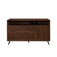 thumbnail image 3 of 52" Mid Century 3-Drawer 1-Door Wood Sideboard - Dark Walnut, 3 of 6