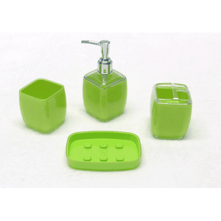 Solid 4 Piece Shine Frost Bath Accessories Set - Lime Green - Walmart.com