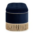 thumbnail image 4 of Melinda 48.5" Oval Tufted Bullion Fringe Storage Bench, Dark Navy Blue Performance Velvet, 4 of 12