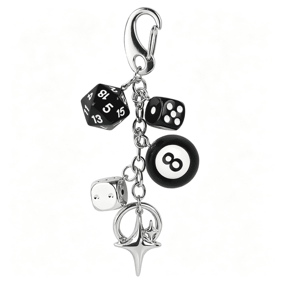 DESIGNICE 8 Ball Dice Charm Keychain Y2K Bag Charm, Metal Cherry Accessories for Purse Car Keys Phone Case for Women and Men Retro Cute Bag Charms