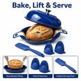 thumbnail image 4 of VAETTLO 16 inch Oval Enamel Bread Baker Set with Lid, Navy Blue Speckled Baking Dish with Silicone Mitts, Spatula and Bread Mat, 4 of 5