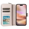 thumbnail image 3 of Compatible for iPhone 16 Plus Wallet Case, Crossbody Strap PU Leather Folio Phone Cover, Zipper Handbag Purse with Card Holder Lanyard Flip Stand for iPhone 16 Plus, Beige, 3 of 10
